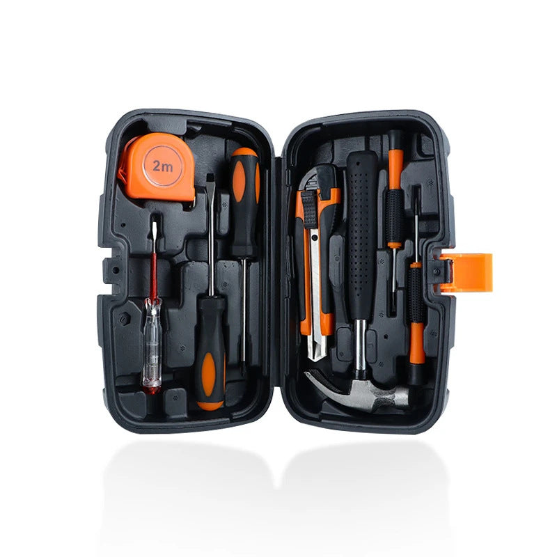 9-piece household and car hardware tool box set Small multi-function combination tool repair hand tool set