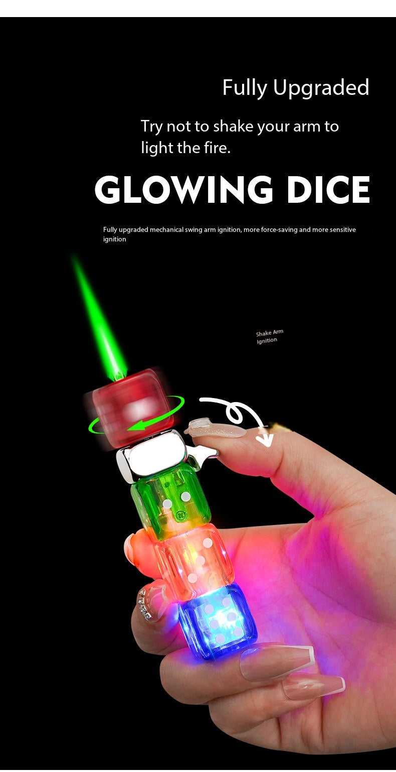 Luminous dice rotating decompression windproof lighter inflatable creative sieve funny boyfriend gift