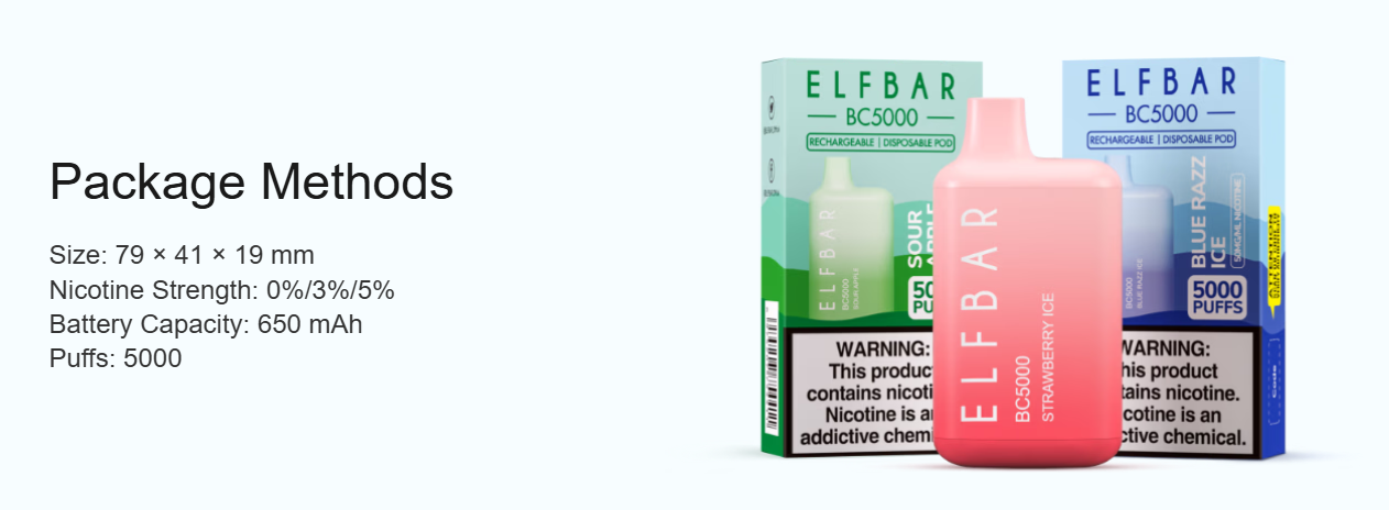 ELFBAR BC5000 | ५००० पफहरू सहितको लामो समयसम्म टिक्ने डिस्पोजेबल भेप