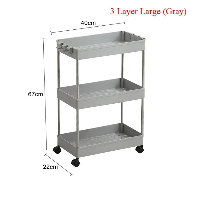 4 Layer Gap Holder Kitchen Storage Rack Fridge Side Shelf Removable with Wheels Bathroom Organizer Space Saving Shelf