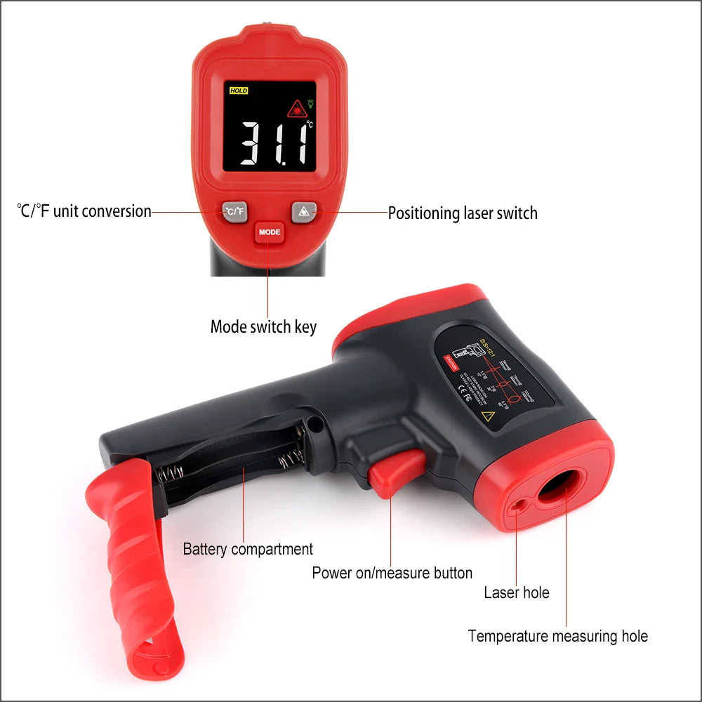RZ Non-Contact Infrared Thermometer Temperature Meter Gun 0-600C Handheld Digital Industrial Outdoor Laser Pyrometer Thermometer