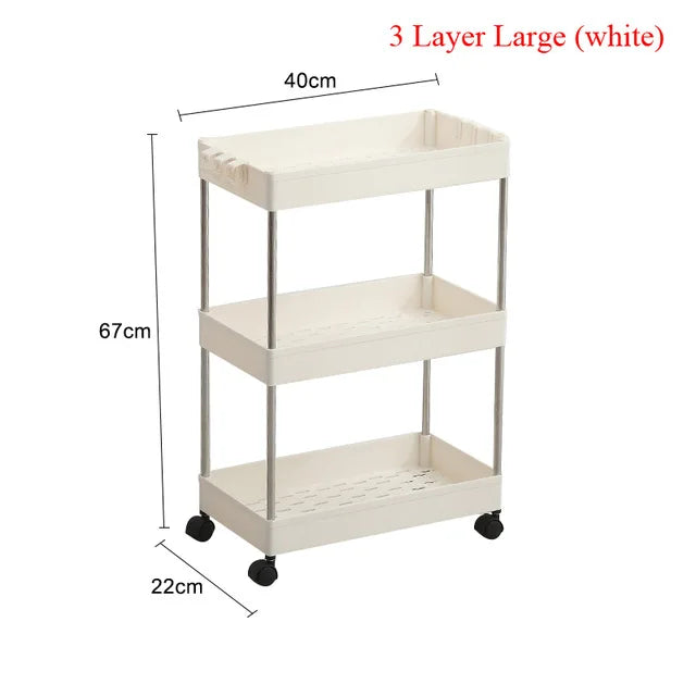 4 Layer Gap Holder Kitchen Storage Rack Fridge Side Shelf Removable with Wheels Bathroom Organizer Space Saving Shelf
