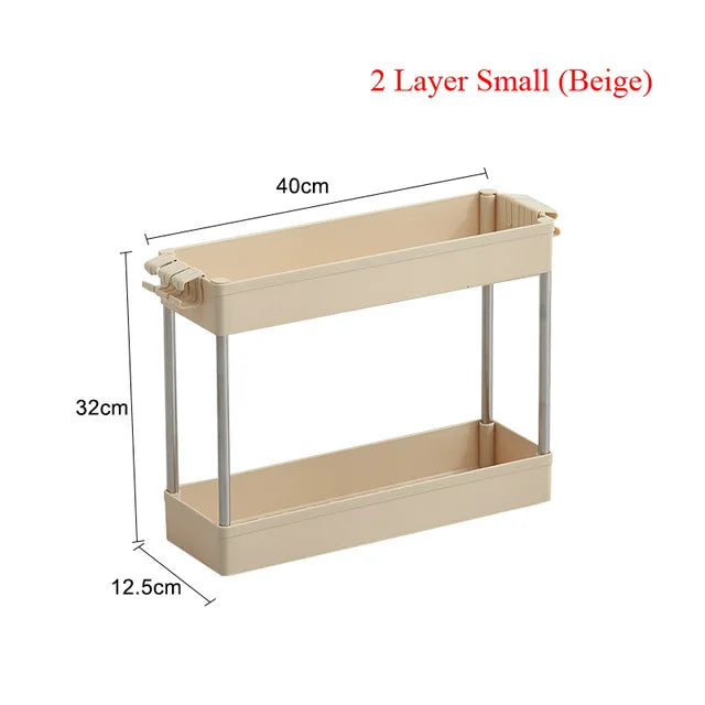 4 Layer Gap Holder Kitchen Storage Rack Fridge Side Shelf Removable with Wheels Bathroom Organizer Space Saving Shelf