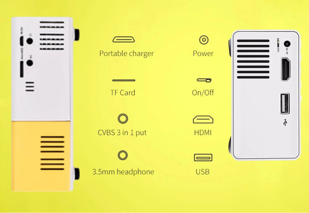 Home Theater YG300 Mini Projector Support 1080P Decoding Built-in Audio LED Projector for Smartphone Notebook 3D Glasses As Gift