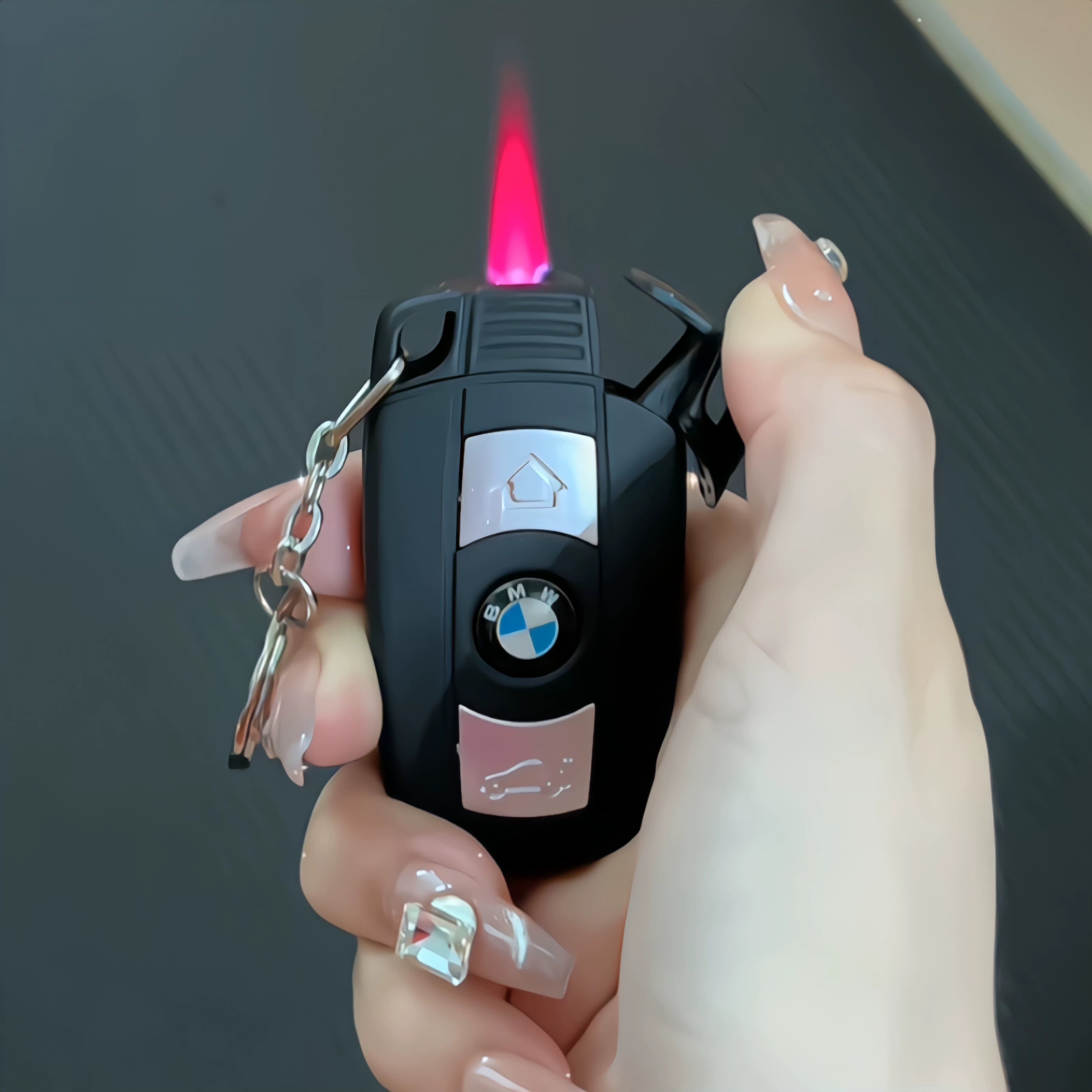 Luxury car key lighter pendant inflatable charging metal lighter personalized fashion funny cool gift for boyfriend tide