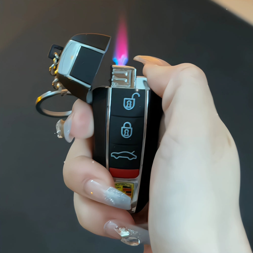 Luxury car key lighter pendant inflatable charging metal lighter personalized fashion funny cool gift for boyfriend tide