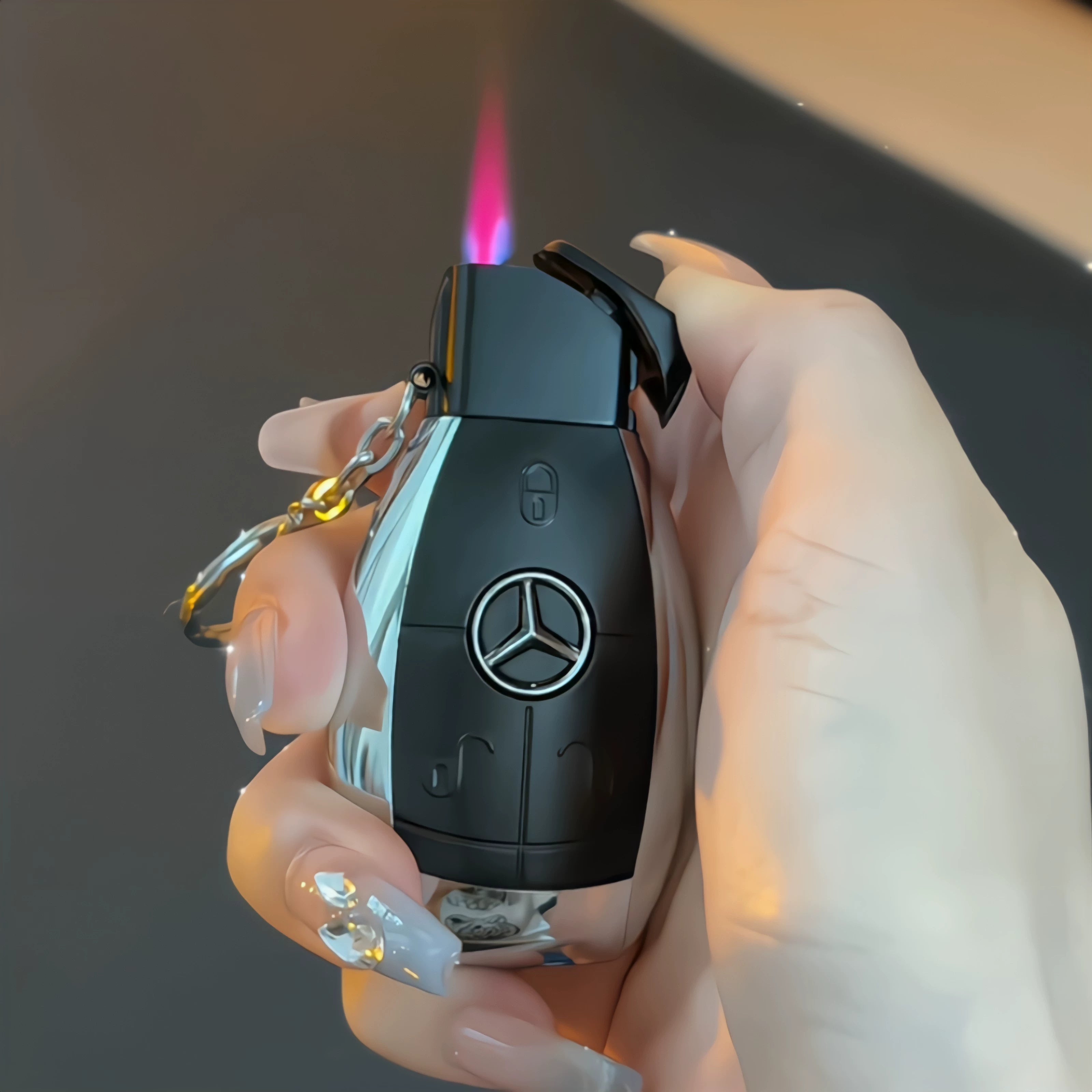 Luxury car key lighter pendant inflatable charging metal lighter personalized fashion funny cool gift for boyfriend tide