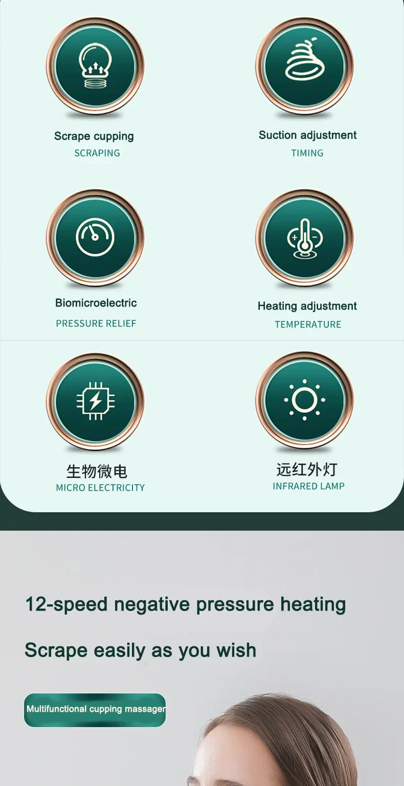 Electric multi-functional heating meridian dredging and absorbing device intelligent negative pressure heat compressor