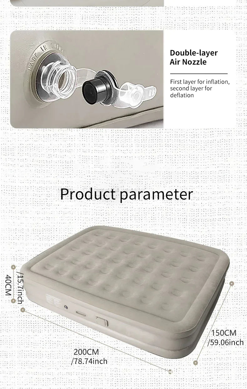 New Air Mattress Built-in Pump Self-inflating Mat Cushion Outdoor Tent Inflatable Bed Double sleeping Pad For Camping or Indoor