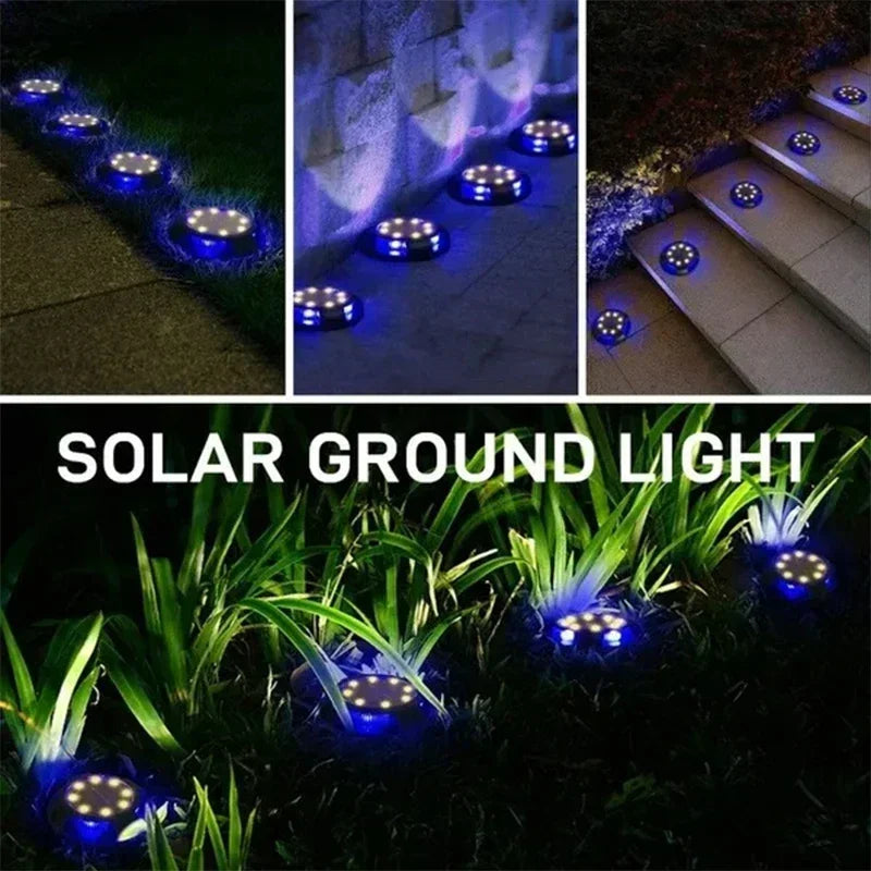 1/4/8Pack Solar Lights Outdoor 12LEDs Disk Underground Lamp Spotlight Buried Solar Light for Home Garden Lawn Yard Decoration
