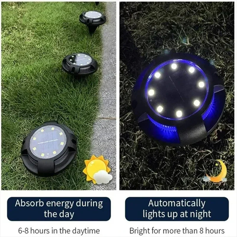1/4/8Pack Solar Lights Outdoor 12LEDs Disk Underground Lamp Spotlight Buried Solar Light for Home Garden Lawn Yard Decoration