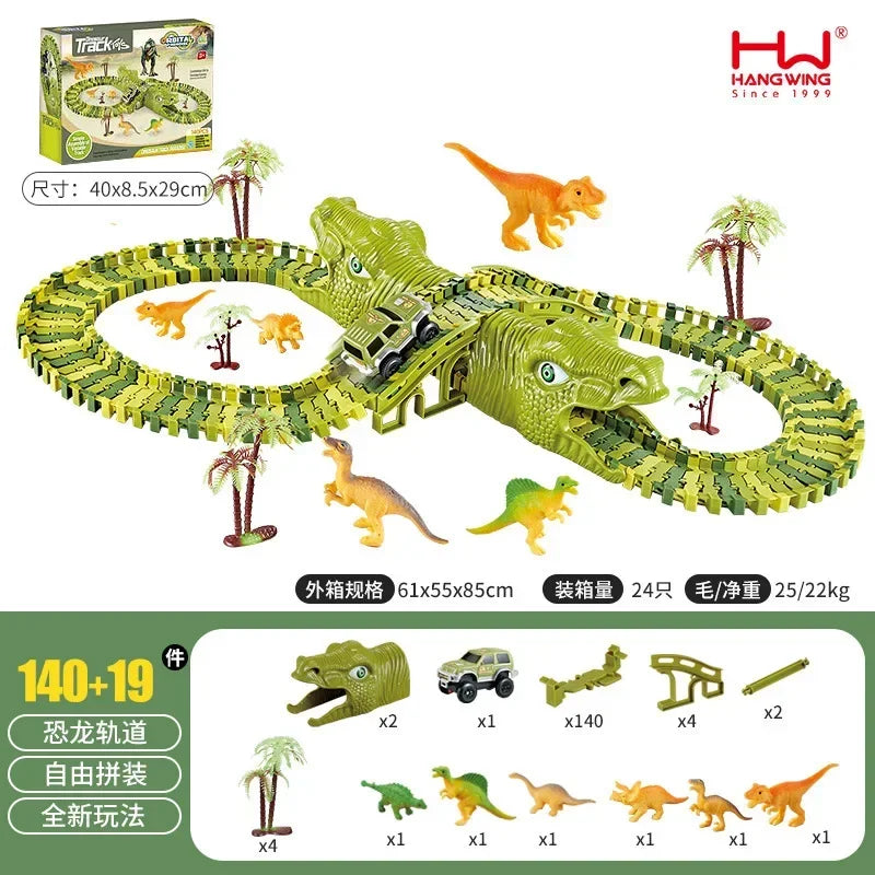 Children's Track Car Toys Boy DIY Versatile Assembly Electric Dinosaur Roller Coaster Amusement Park