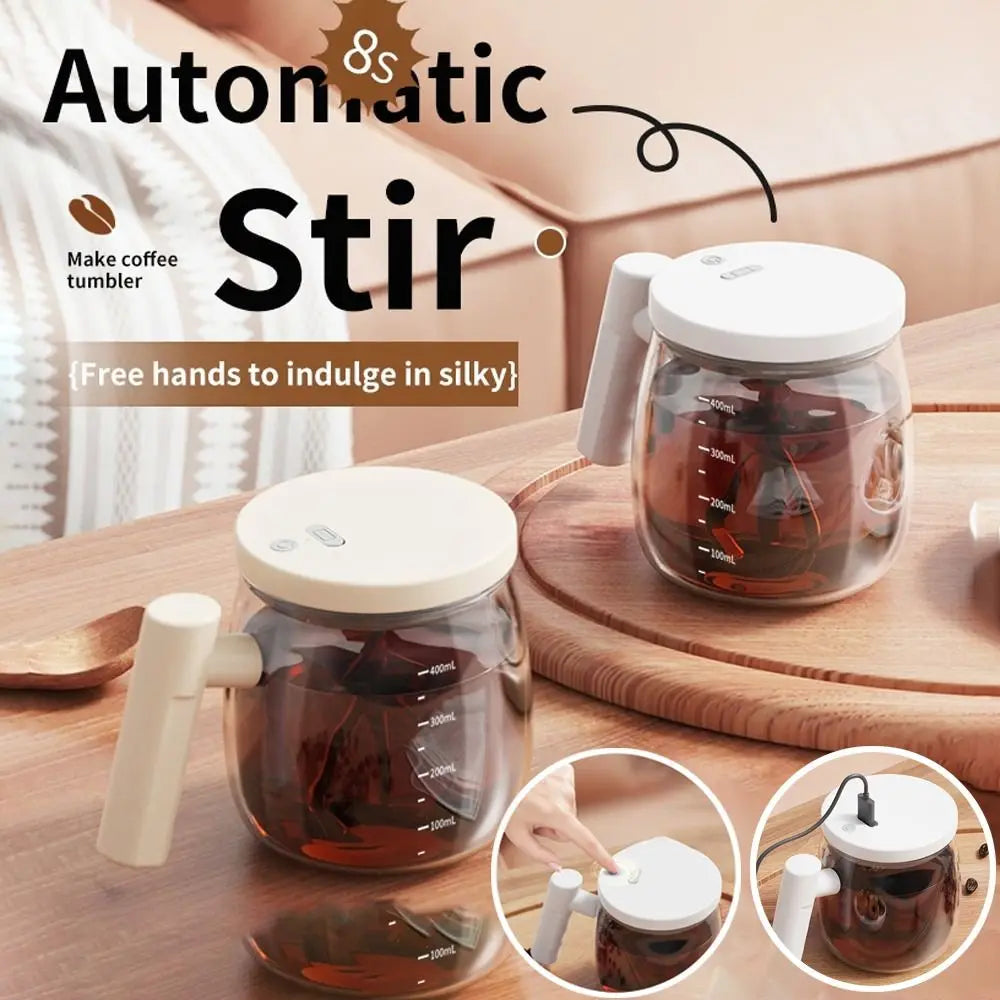 400ml Durable Self Stirring Mug Rechargeable Portable Coffee Cup with Lid Electric Mixing Cup