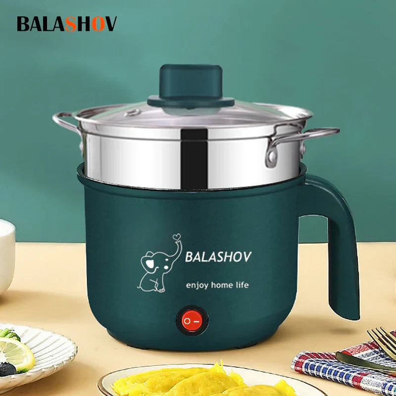 Mini Electric Cooker For Home Kitchen 2 People Food Noodle Single/Double Layer Multifunction Non-stick Pan steam Cooking Machine