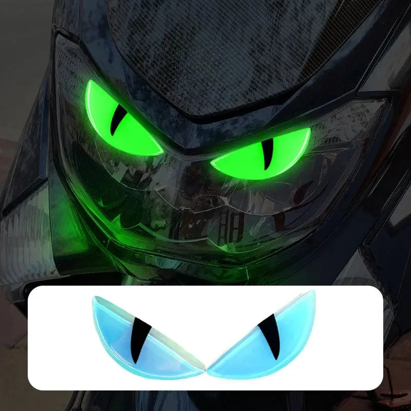 2pcs Devil's Eye 3D Fluorescent stickers motorcycle reflect light Safety stickers Luminous 3D Stereoscopic Decoration Stickers