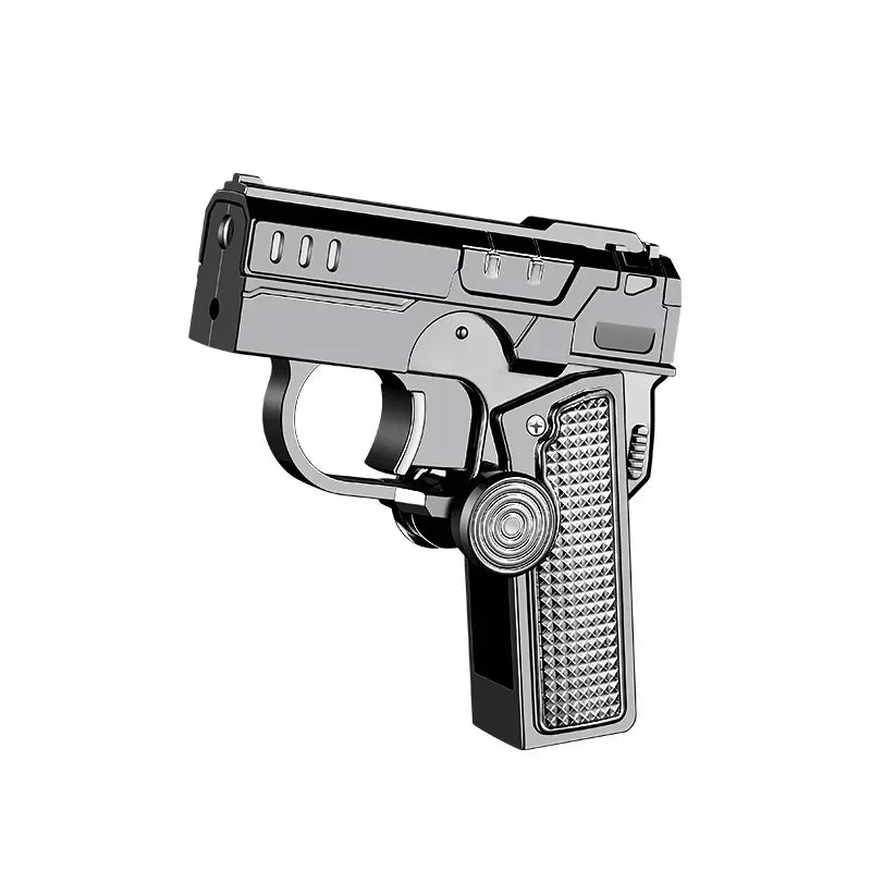 Multi Functional Folding Dual Form Decompression Gyro Gun Shaped Lighter with Creative Deformation and Windproof Red Flame