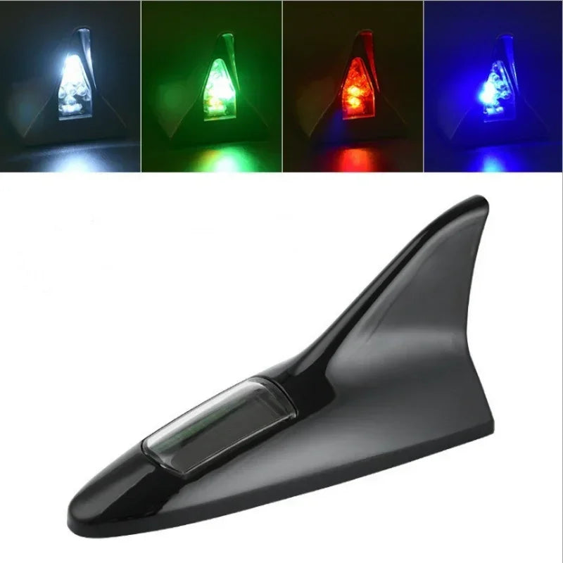 Car Decoration Light Solar Shark Fin Antenna Roof Tail Light Modified Warning Flashing Tail Light