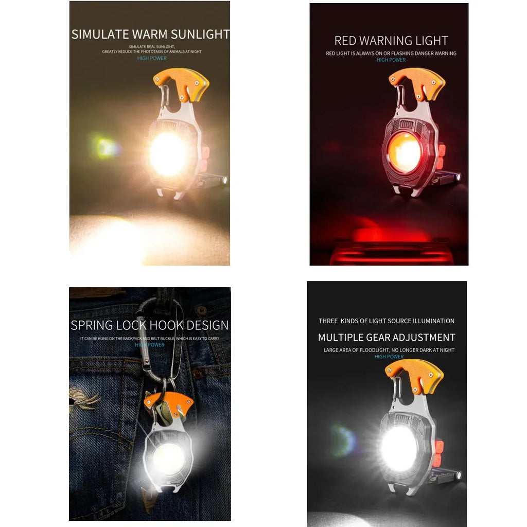 नयाँ मिनी टर्चलाइट आपतकालीन बत्ती लाइटरहरू पोर्टेबल COB काम गर्ने LED किचेन चुम्बकीय चुरोट सहायक उपकरणको साथ रिचार्जेबल 