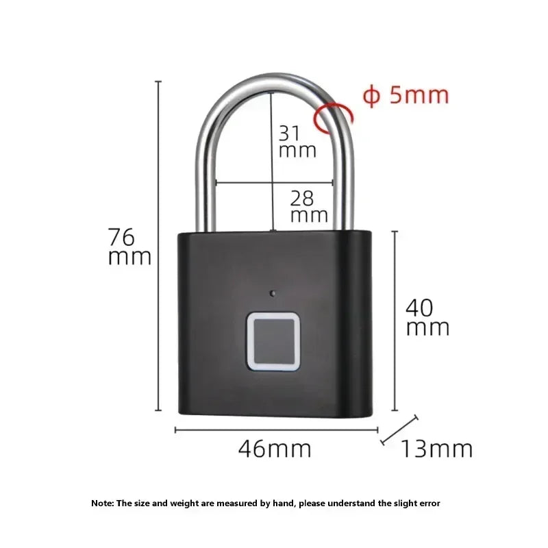 Home  Fingerprint Padlock Aluminum Sliding Door Security Bar 0.2s Lock Portable Anti-theft Electronic Waterproof Unlock To Use