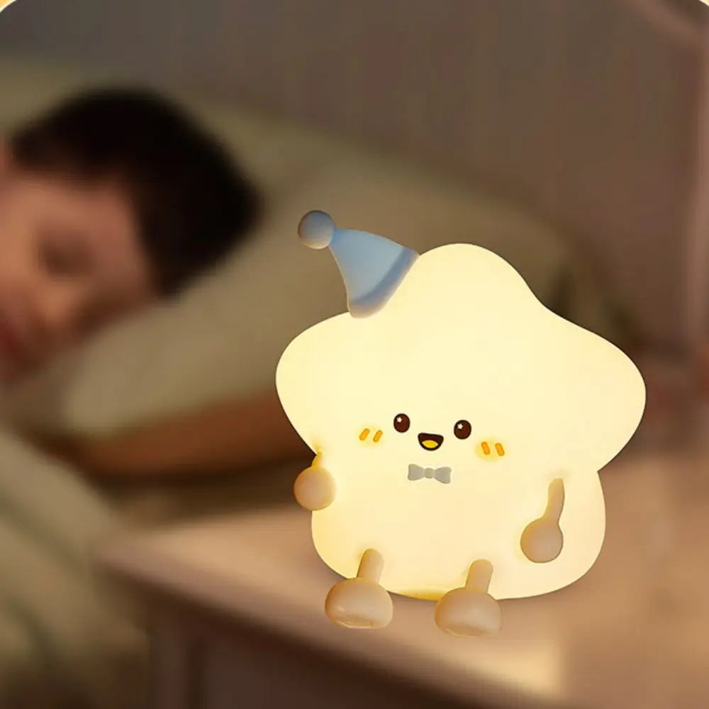 Rechargeable USB LED Star Night Light Soft Silicone Colorful Light Touch Table Lamp Remote Control Glowing Effect Sleeping Lamp