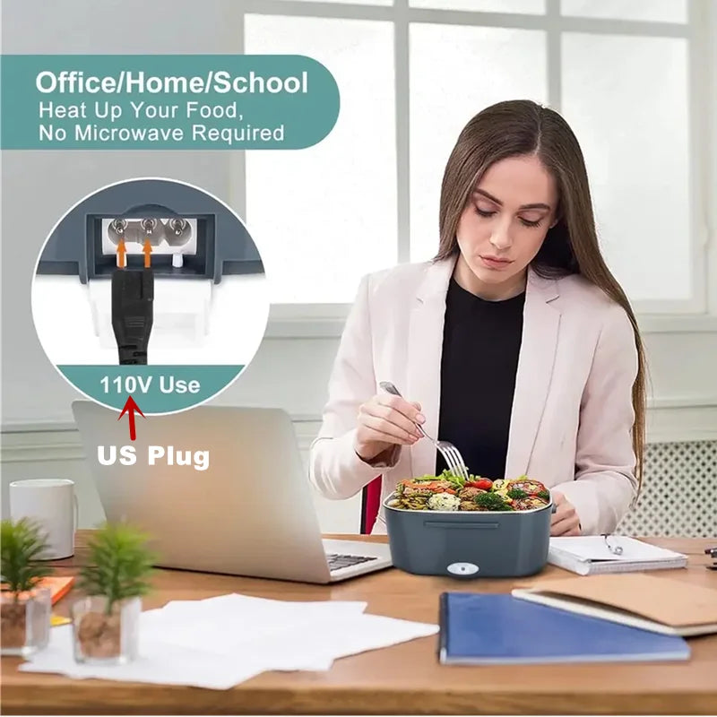 1.5L 60W Electric Lunch Box Food Warmer Portable Food Heater for Car Or Home - Leak Proof, Lunch Heating Microwave for Truckers