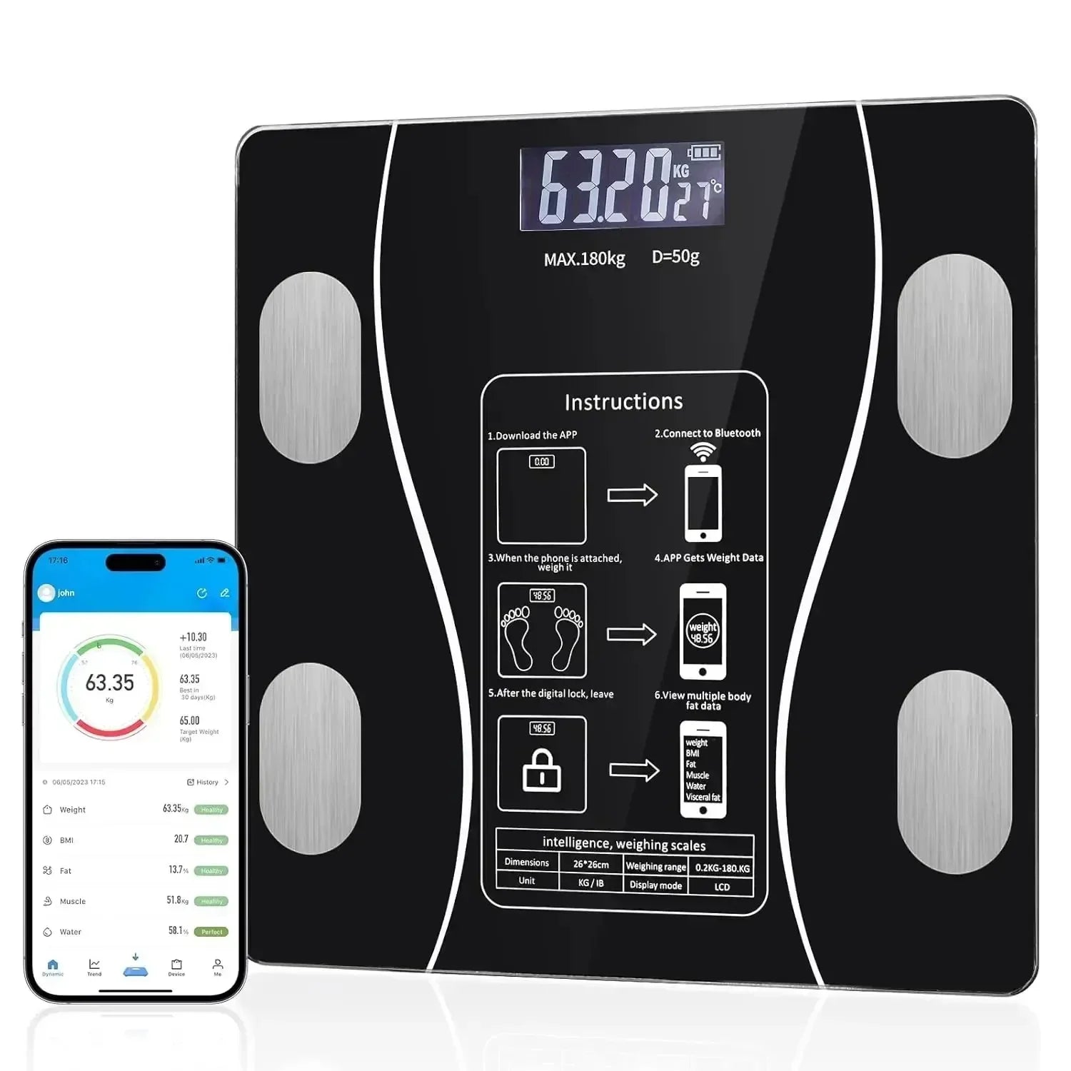 Electronic Scale Smart Bluetooth Weighing Human Charging Simple Weight Scale Weighing Household Fat Body Fat Measurement Scale