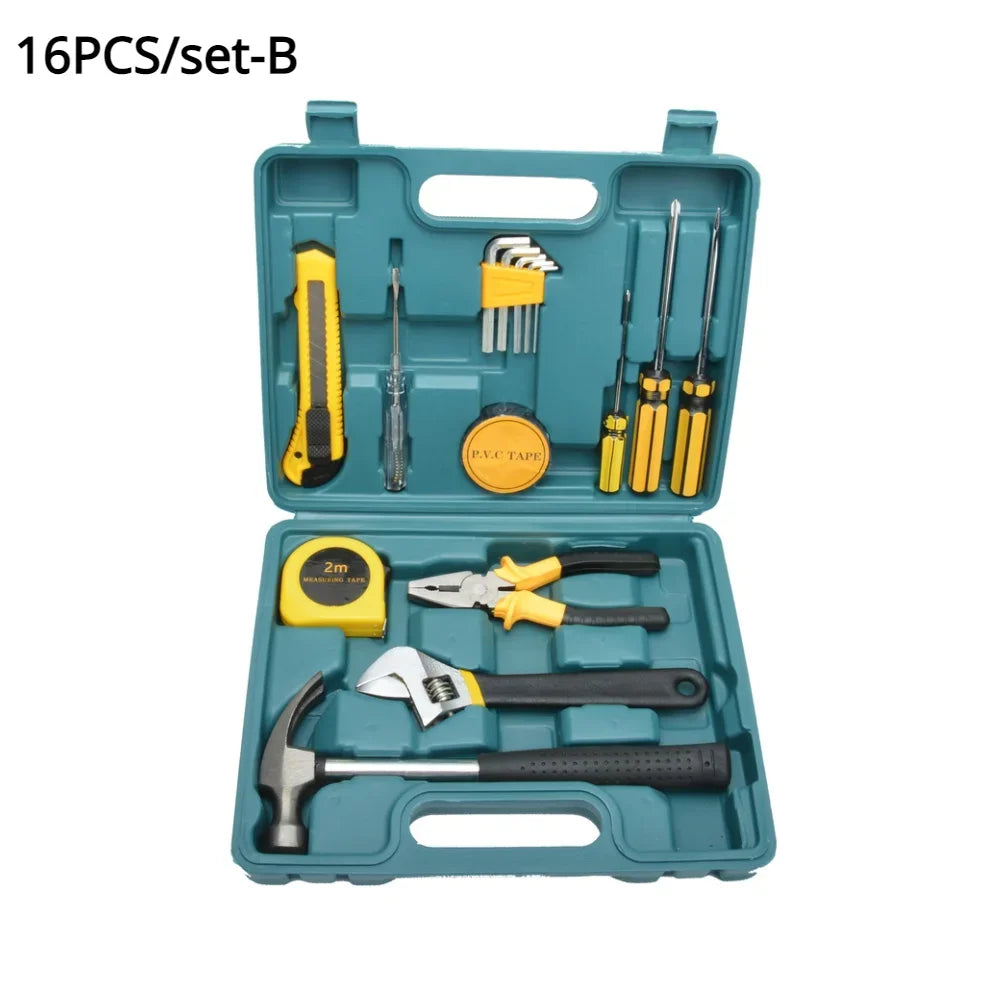 12/16PCS Repair Tool Set Maintenance Tool Kits for Homeowner General Hand Tool Set and Toolbox Storage Case