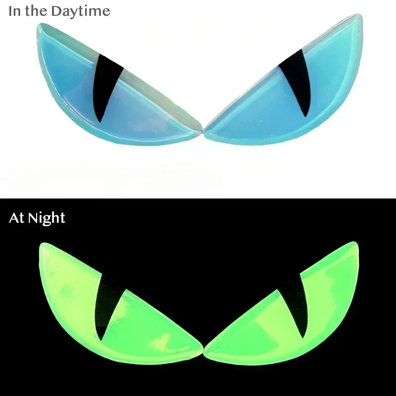 2pcs Devil's Eye 3D Fluorescent stickers motorcycle reflect light Safety stickers Luminous 3D Stereoscopic Decoration Stickers