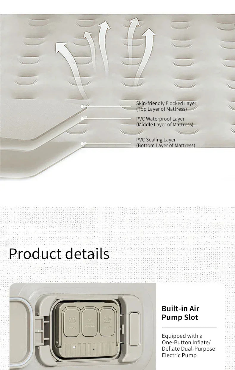 New Air Mattress Built-in Pump Self-inflating Mat Cushion Outdoor Tent Inflatable Bed Double sleeping Pad For Camping or Indoor