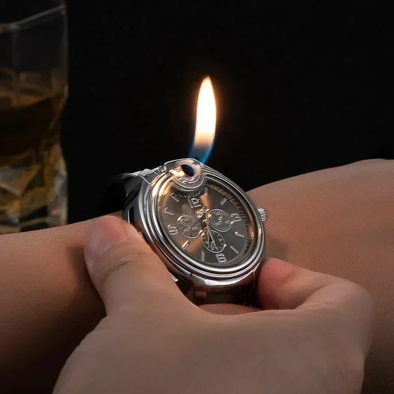 Watch style metal open flame lighter creative men's sports style open flame watch lighter