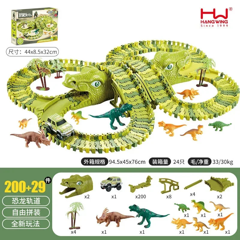 Children's Track Car Toys Boy DIY Versatile Assembly Electric Dinosaur Roller Coaster Amusement Park