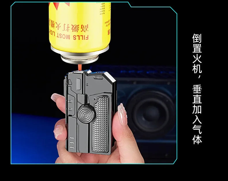 Multi Functional Folding Dual Form Decompression Gyro Gun Shaped Lighter with Creative Deformation and Windproof Red Flame