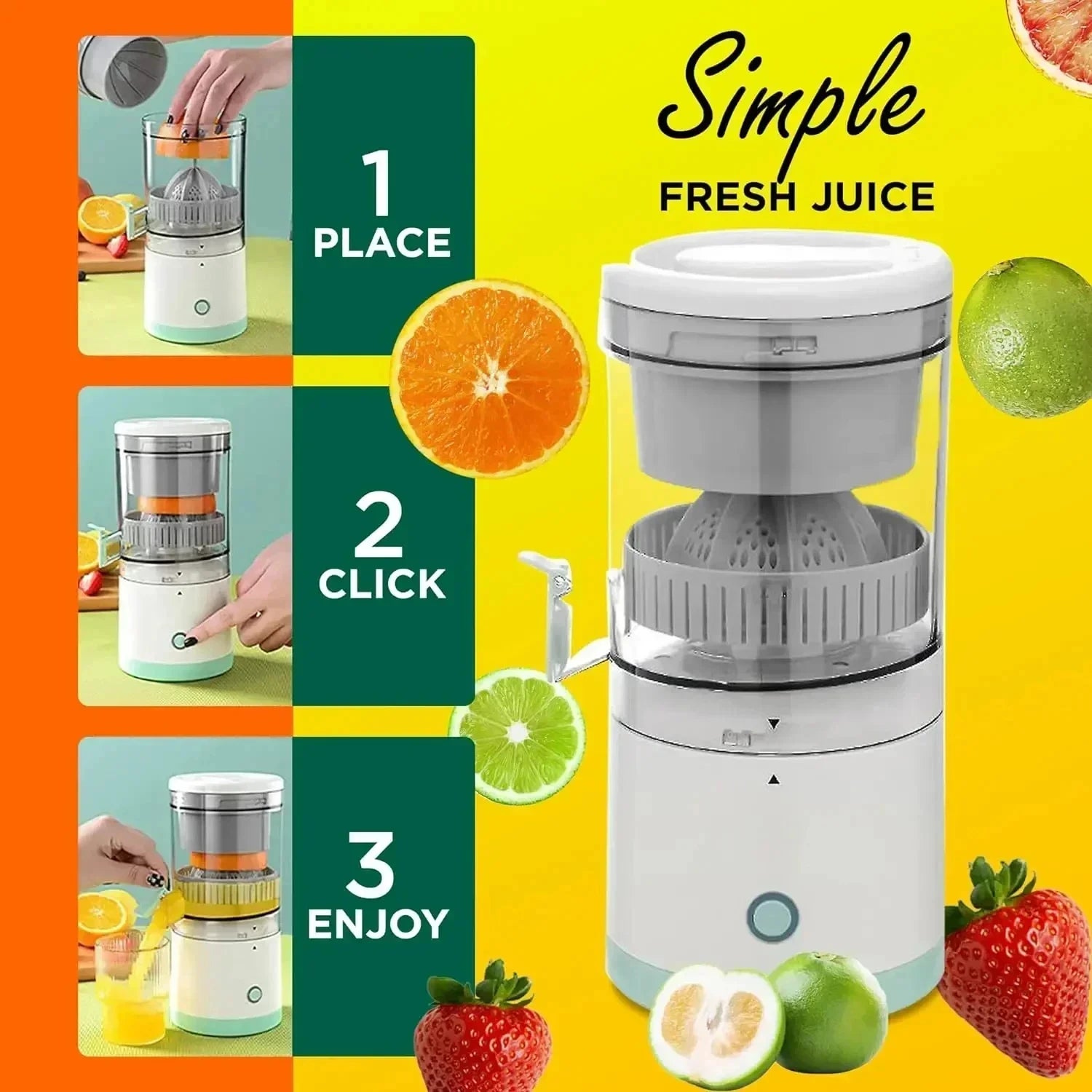 Electric Juicer Juice Cup Citrus Orange Lemon Squeezer USB Charging Kitchen Fruit Juicer Blender Fresh Separator Press Machine