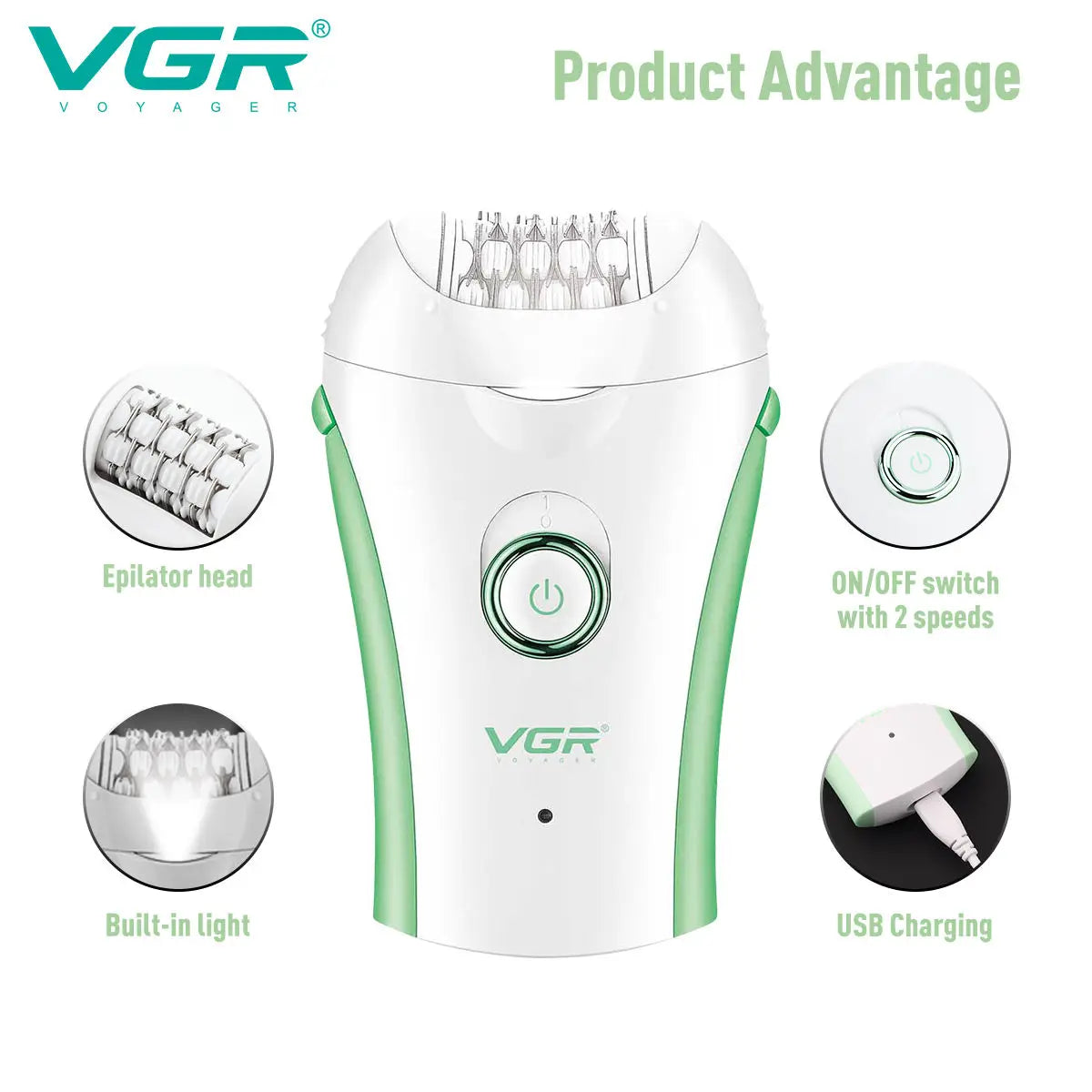 VGR 705 Epilator Professional Epilator Hair Remover Rechargeable Hair Remover Women Hair Remover Portable Electric Epilator