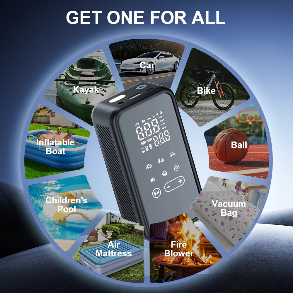 YIJU Touch Screen Wireless Air Pump Touch Portable Electric Tire Inflator For Car Bicycle Motorcycle Air Compressor Injector