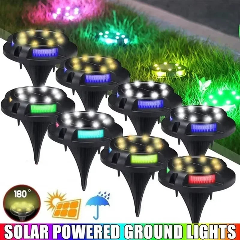 1/4/8Pack Solar Lights Outdoor 12LEDs Disk Underground Lamp Spotlight Buried Solar Light for Home Garden Lawn Yard Decoration