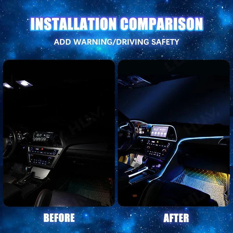 5m Car Interior Ambient Light USB/Cigarette Lighter Flexible Atmosphere Led Light Strip Universal Single-Color Auto Neon Lamp
