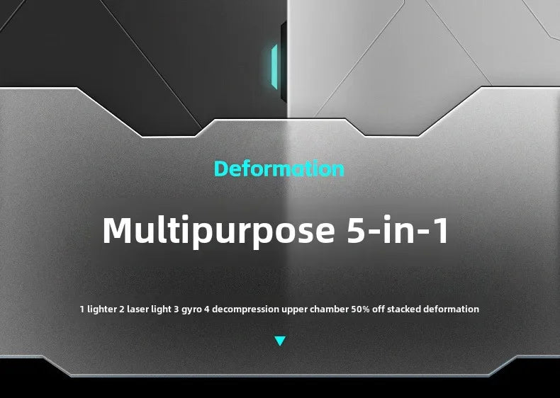 Multi Functional Folding Dual Form Decompression Gyro Gun Shaped Lighter with Creative Deformation and Windproof Red Flame