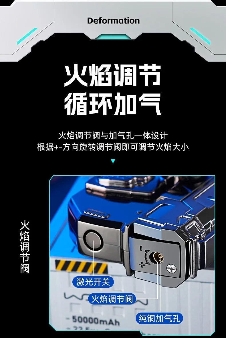 Multi Functional Folding Dual Form Decompression Gyro Gun Shaped Lighter with Creative Deformation and Windproof Red Flame