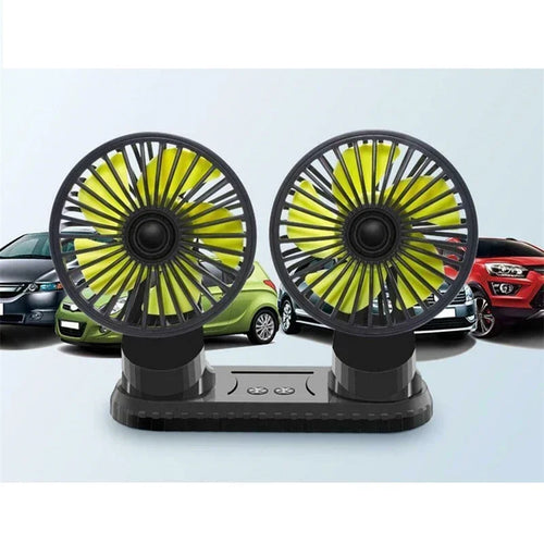 12/24V Portable Car Cooling Fan 5V USB Powered Car Fan Multi-Angle Rotatable With Cigarette Lighter Plug For Car Truck SUV RV
