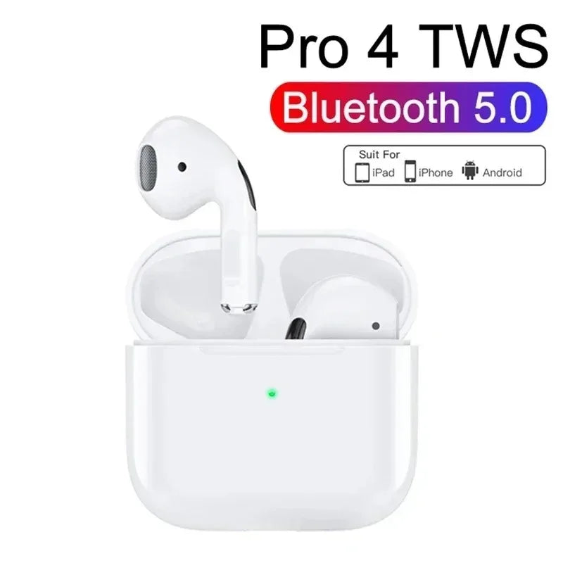 Pro4 AirPods Wireless earphones Dual Ear In Ear headphones Ultra Long Standby Running Bass Sports earburds music headset with Mic