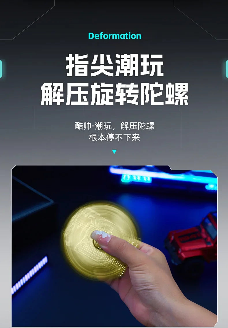 Multi Functional Folding Dual Form Decompression Gyro Gun Shaped Lighter with Creative Deformation and Windproof Red Flame