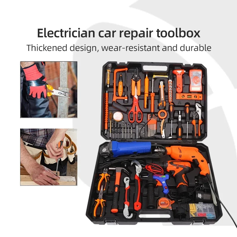 9-piece household and car hardware tool box set Small multi-function combination tool repair hand tool set