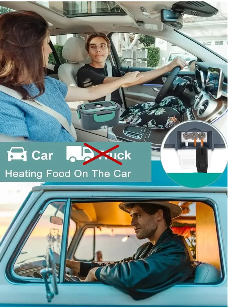 1.5L 60W Electric Lunch Box Food Warmer Portable Food Heater for Car Or Home - Leak Proof, Lunch Heating Microwave for Truckers