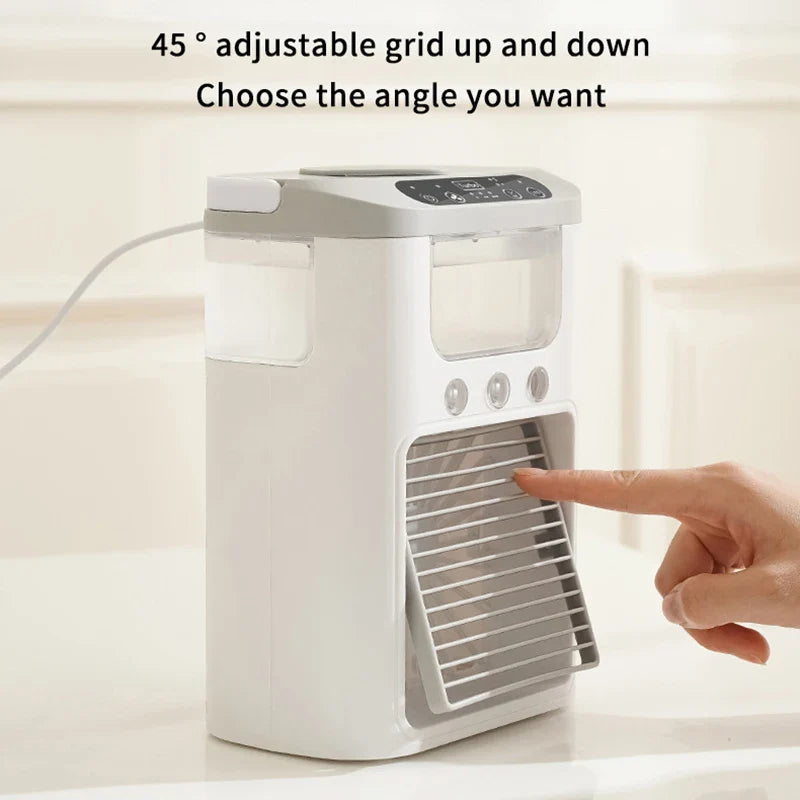 New mini portable three spray household humidifier fan, USB spray fan, LED night light, air cooler, desktop air cooler