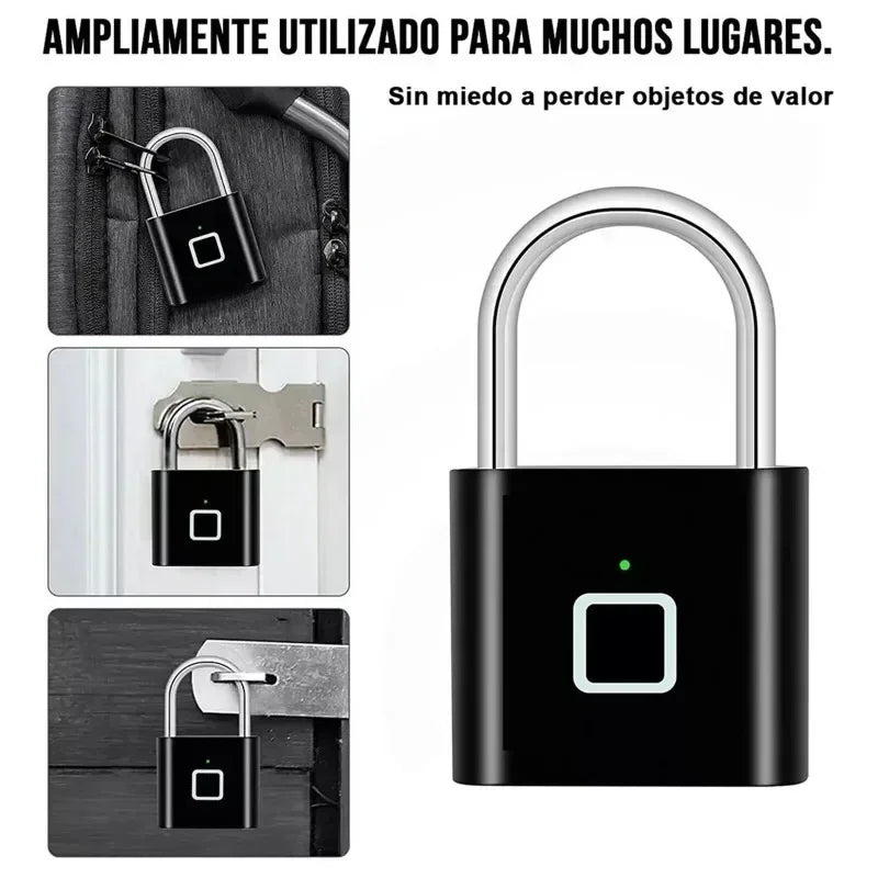 Home  Fingerprint Padlock Aluminum Sliding Door Security Bar 0.2s Lock Portable Anti-theft Electronic Waterproof Unlock To Use