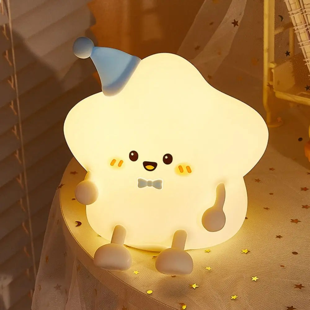 Rechargeable USB LED Star Night Light Soft Silicone Colorful Light Touch Table Lamp Remote Control Glowing Effect Sleeping Lamp