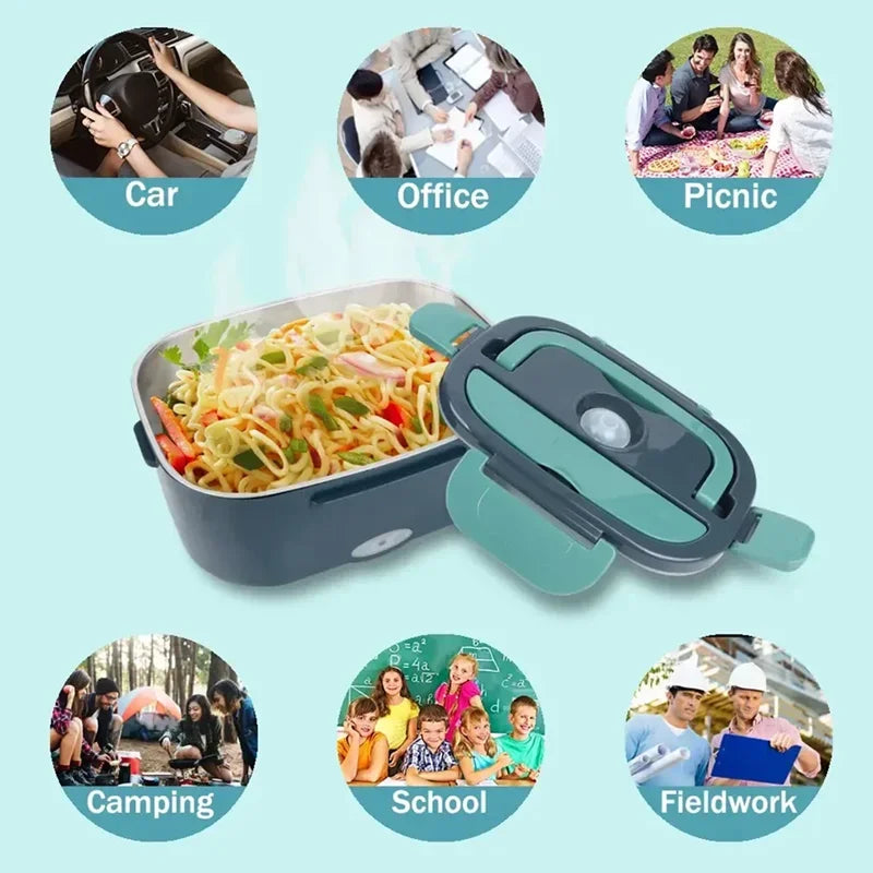 1.5L 60W Electric Lunch Box Food Warmer Portable Food Heater for Car Or Home - Leak Proof, Lunch Heating Microwave for Truckers