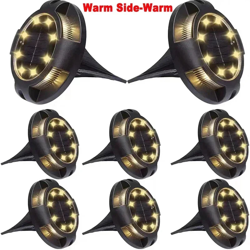 1/4/8Pack Solar Lights Outdoor 12LEDs Disk Underground Lamp Spotlight Buried Solar Light for Home Garden Lawn Yard Decoration