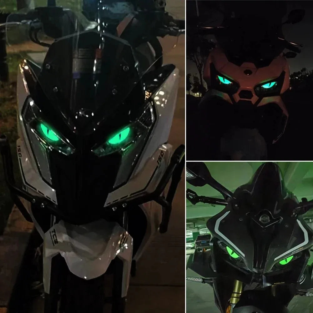 2pcs Devil's Eye 3D Fluorescent stickers motorcycle reflect light Safety stickers Luminous 3D Stereoscopic Decoration Stickers